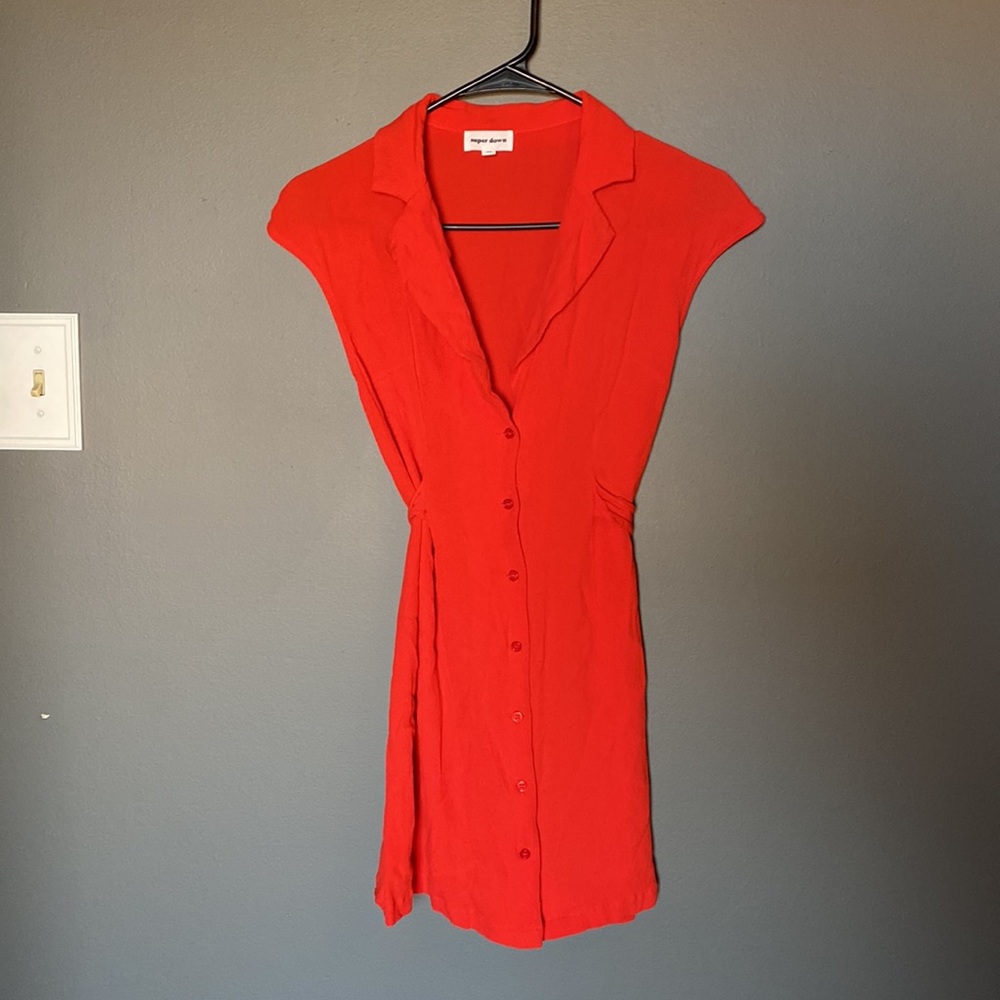 Superdown Red Button Down Collared Dress - image 2